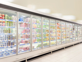 empty supermarket,frozen food from a supermarket freezer.