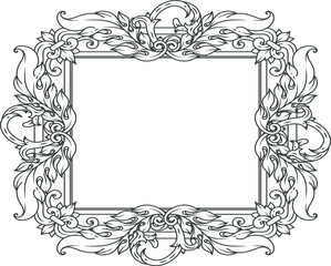 Ornate vintage frame. Decorative baroque flourish border