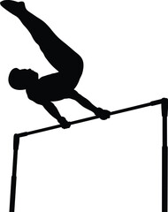 horizontal bar male gymnast in artistic gymnastics