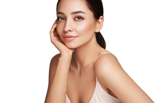 Portrait beautiful young woman with clean fresh skin. Model with healthy skin, close up portrait. Cosmetology, beauty and spa