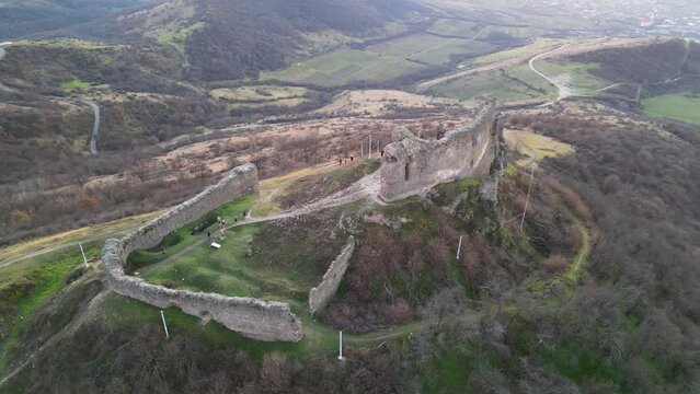 Drone flight over Siria Fortress in Romania, Europe.