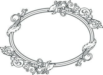 Oval filigree border. Decorative vintage flourish frame