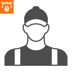 Mechanic solid icon, glyph style icon for web site or mobile app, car service and worker, repairman vector icon, simple vector illustration, vector graphics with editable strokes.