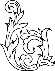 Vintage filigree. Ancient decorative element. Flourish ornament