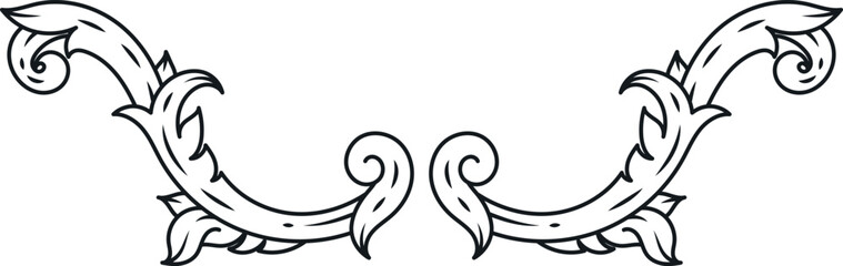 Decorative filigree elements. Ornate header in vintage style