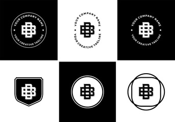 Letters BB monogram template logo initial, badge design - obrazy, fototapety, plakaty