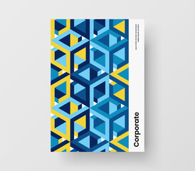 Bright presentation design vector layout. Multicolored mosaic hexagons brochure concept.
