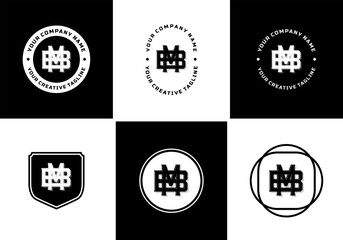Letters BM or MB monogram template logo initial, badge design