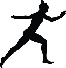 Fototapeta na wymiar girl gymnast run up in floor exercises black silhouette