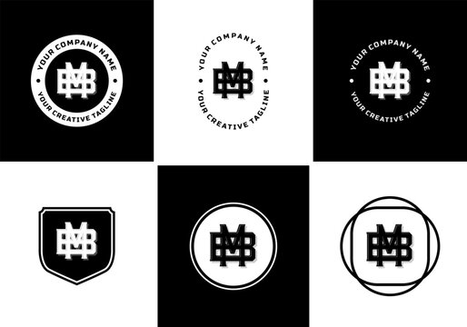 Letters BM or MB monogram template logo initial, badge design