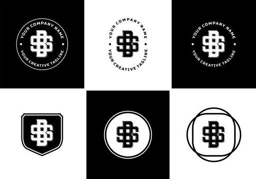 Letters BS or SB monogram template logo initial, badge design
