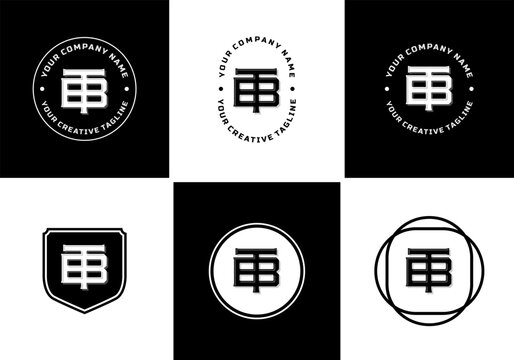 Letters BT or TB monogram template logo initial, badge design