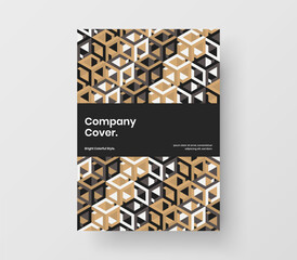 Isolated catalog cover A4 design vector template. Multicolored geometric hexagons front page concept.