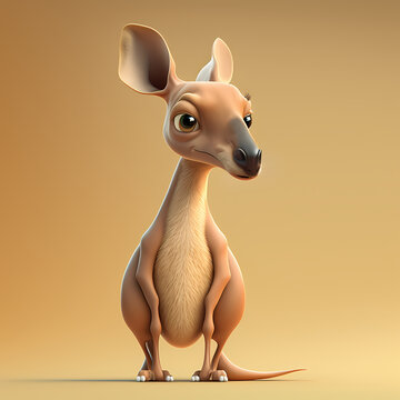 Cartoon Character Kangaroo 3D Rendered