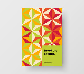 Trendy geometric tiles placard layout. Clean pamphlet A4 design vector template.
