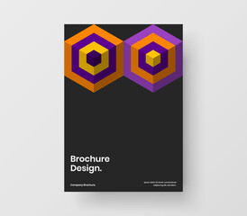 Simple annual report A4 vector design template. Trendy geometric hexagons corporate brochure concept.