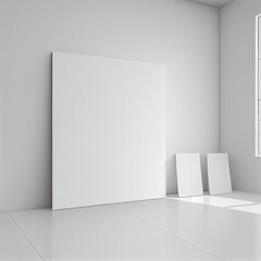 Backgrounds for product presentation, white empty mock up on the wall, Generative AI.