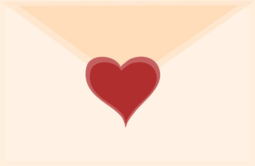 Valentine's day icon, vector, cartoon illustration. Love letter in envelope with heart shaped stamp. It can be used for social media content, greeting cards and presentations