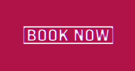 book now thin line badge	