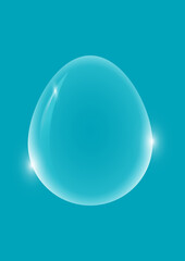 Blue easter glass egg. Vector 3d illustration. 