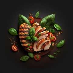 grilled chicken breast with salad, generative AI 