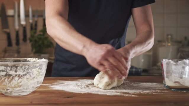Home baking - making fresh Greek bagels or koulouri of Thessaloniki.