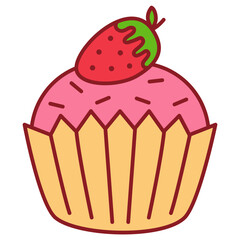 illustration of a strawberry cupcake