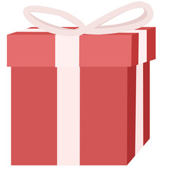 Valentine's day icon, vector, cartoon illustration. Beautiful gift in a pink box with a white ribbon. It can be used for social media content, greeting cards and presentations