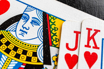 Queen, Jack and King of Hearts Playing Cards