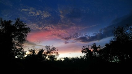 sunset, pink sky