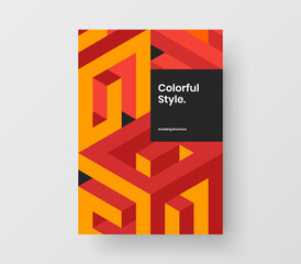 Multicolored annual report A4 vector design concept. Vivid mosaic hexagons booklet template.