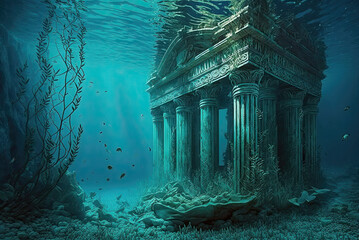 The remnants of Atlantis. Underwater structures. Lost civilization of Atlantis