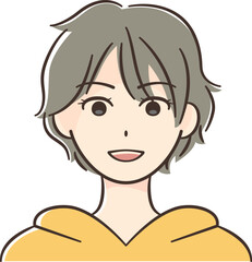 ショートボブの若いアジア人女性の顔