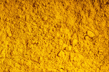 Curry powder spice for food background.  İndian spices. Dry spice concept. Top view