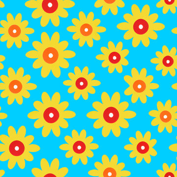 Daisy flower colors, seamless, pattern, fashion, yellow