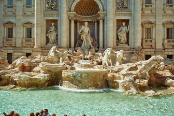 Trevi Fountain - most beautiful fountain in Rome. The largest fountain in the city.