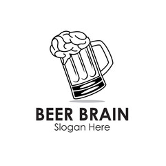 beer brain logo design concept