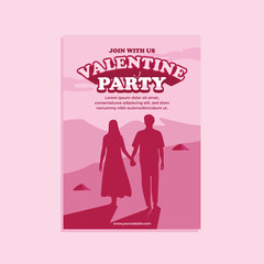 Flat vertical poster template for valentines day celebration
