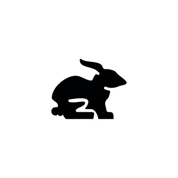black silhouette of a rabbit