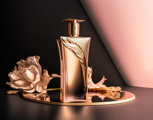 perfume bottle and rose