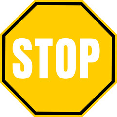 stop sign with yellow icon