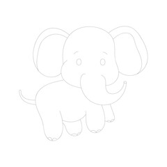Elephant one-line drawing with coloring pages