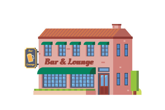 Vector local bar building flat design illustration