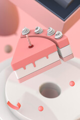 Piece of cake for happy birthday. 3d render