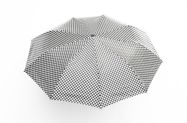 black and white checkered umbrella on white background