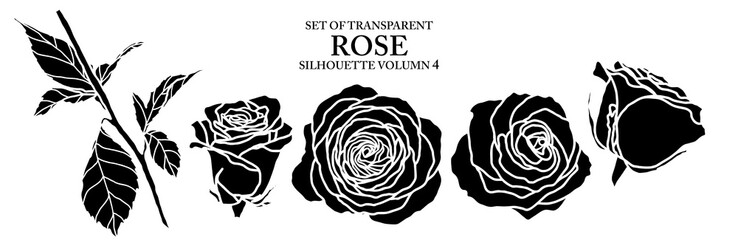 Cute hand drawn isolated black silhouette rose on transparent background png file (Volumn 4)