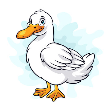 Cartoon funny duck isolated on white background