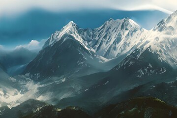 Heart. Double exposure heart. love for mountains poster valentines day background. Generative AI