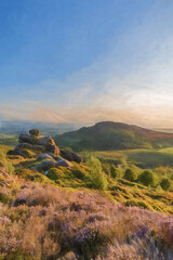 Digital painting of a the Roaches, Hen Cloud and Ramshaw Rocks in the Peak District National Park.