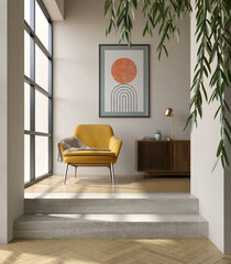 Modern style conceptual interior room 3d illustration - 567401534